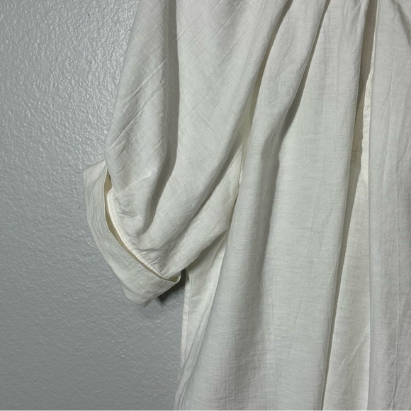 A.L.C. Carey Top Women's 12 White Cotton Linen Pleated Short Sleeve Blouse Shirt - Picture 7 of 7